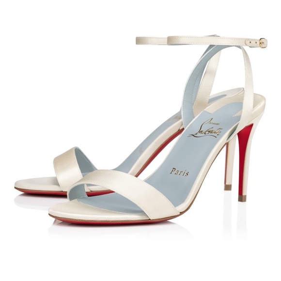 New Christian Louboutin Loubigirl 85 Satin Heels Sandals Cream White Bridal 38 - Picture 13 of 16